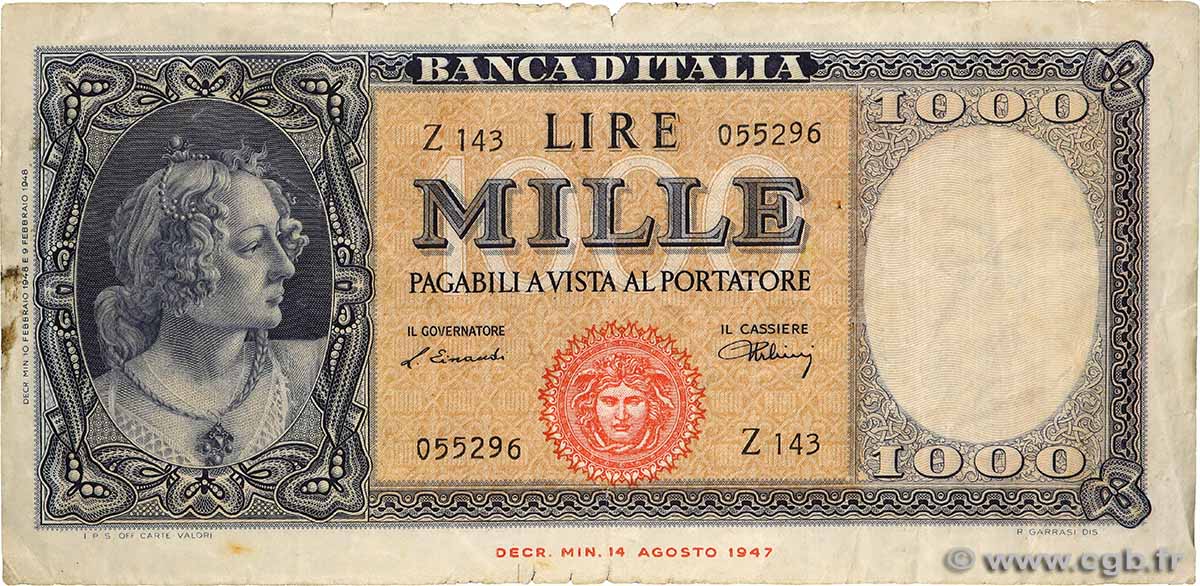 1000 Lire ITALIE  1948 P.088a TB