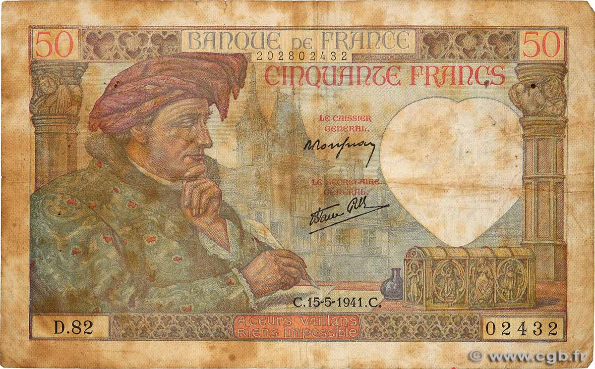 50 Francs JACQUES CŒUR FRANCE  1941 F.19.11 G