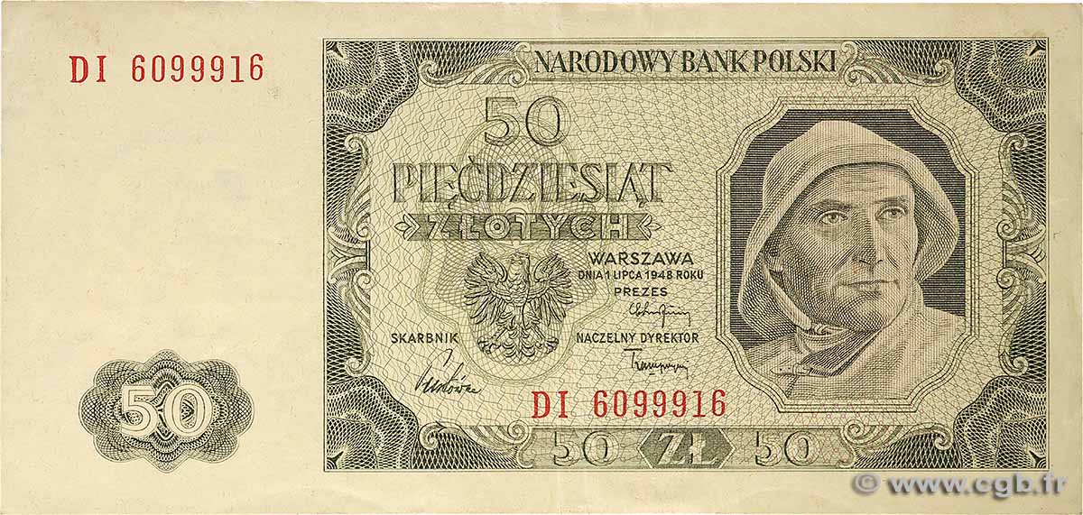 50 Zlotych POLEN  1948 P.138 SS