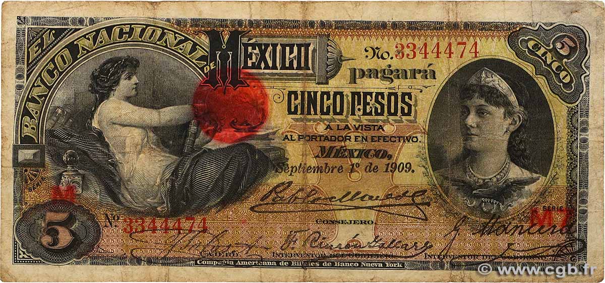 5 Pesos MEXICO  1909 PS.0257c RC+