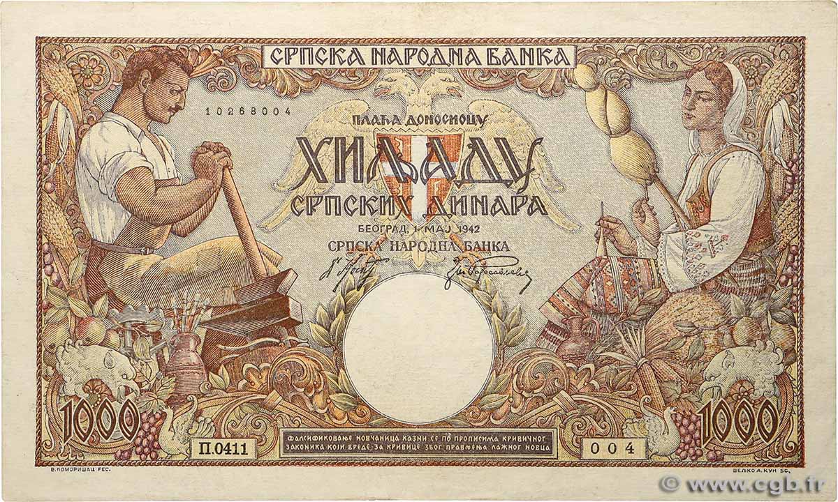 1000 Dinara SERBIA  1942 P.32b EBC