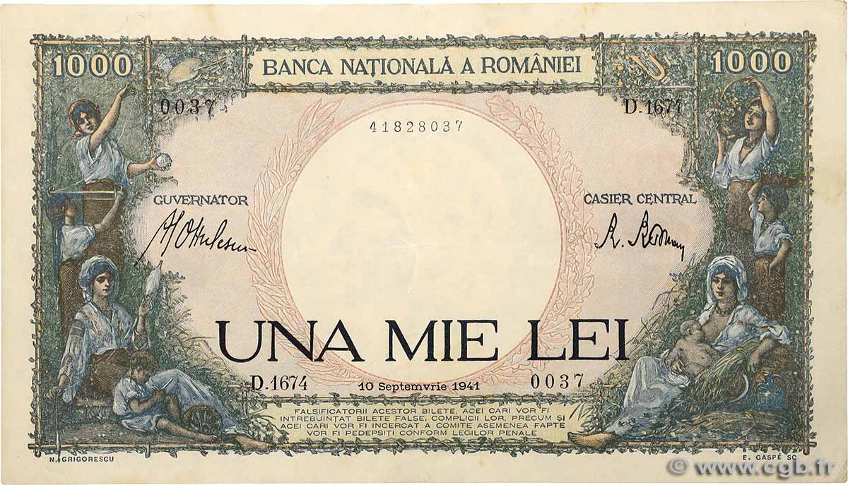 1000 Lei ROUMANIE  1941 P.052a pr.SUP