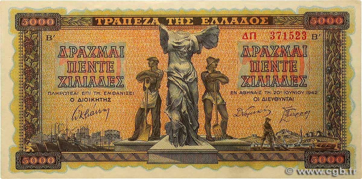 5000 Drachmes GRECIA  1942 P.119a SC+