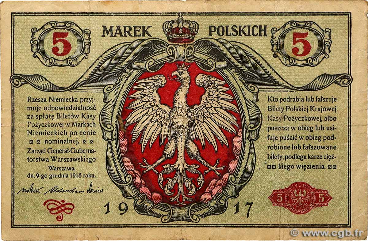 5 Marek POLOGNE  1917 P.010 pr.TB