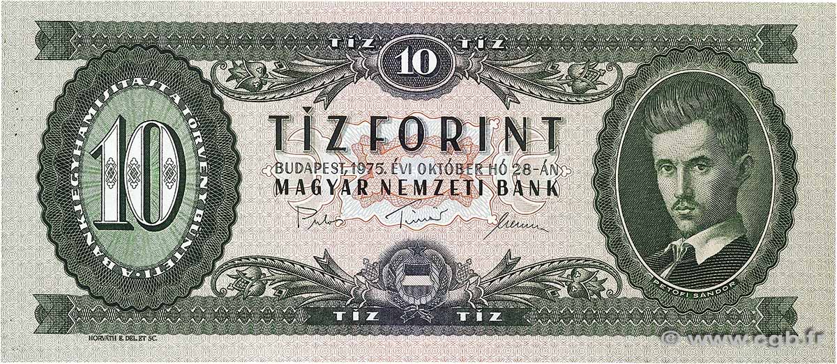 10 Forint UNGARN  1975 P.168e ST