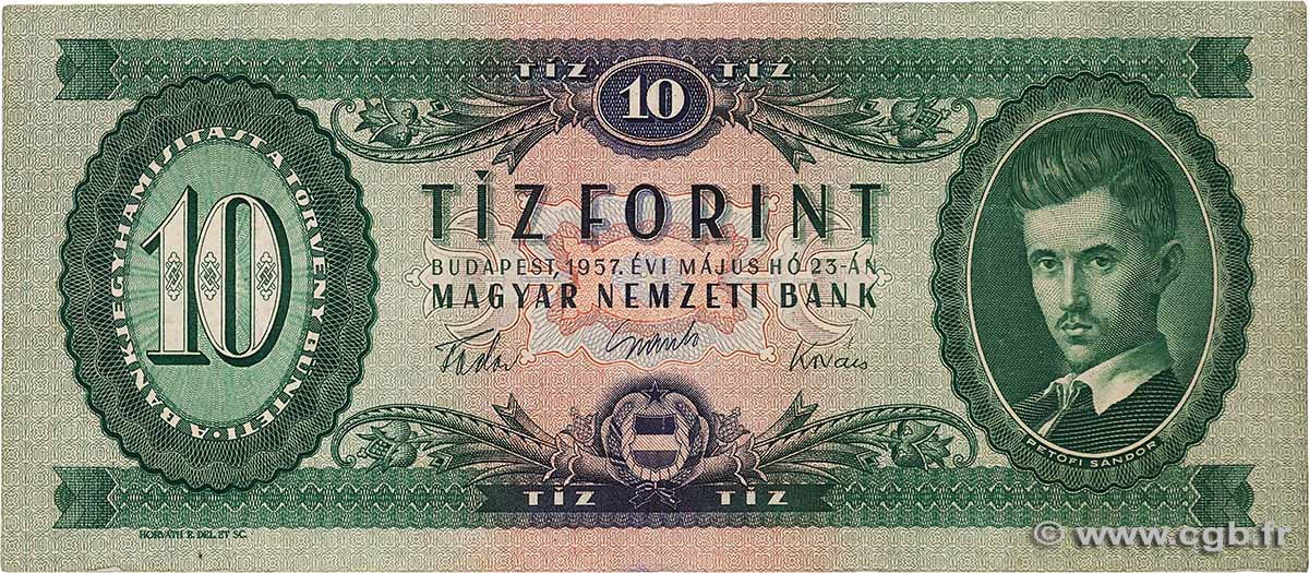 10 Forint UNGARN  1957 P.168a fSS