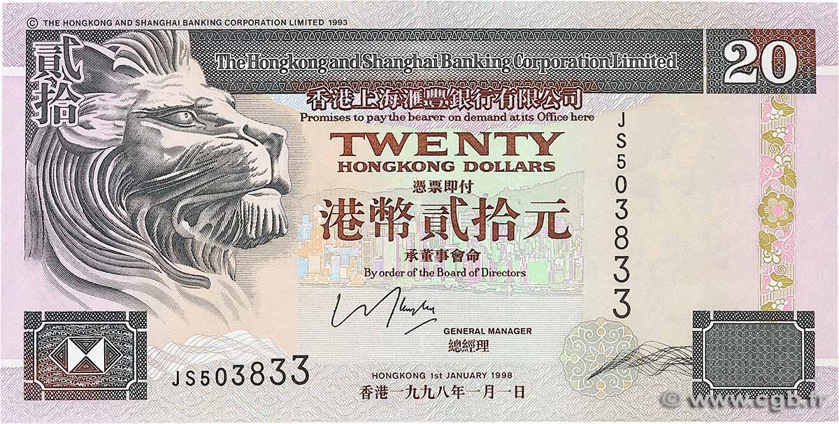 20 Dollars HONG-KONG  1998 P.201d MBC+