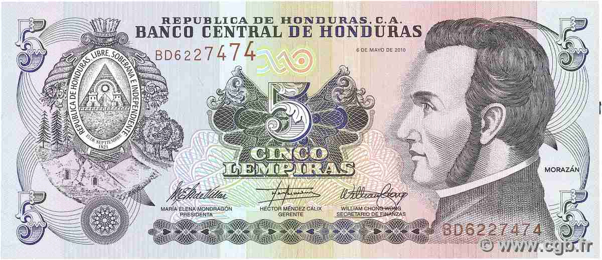 5 Lempiras HONDURAS  2010 P.091c ST