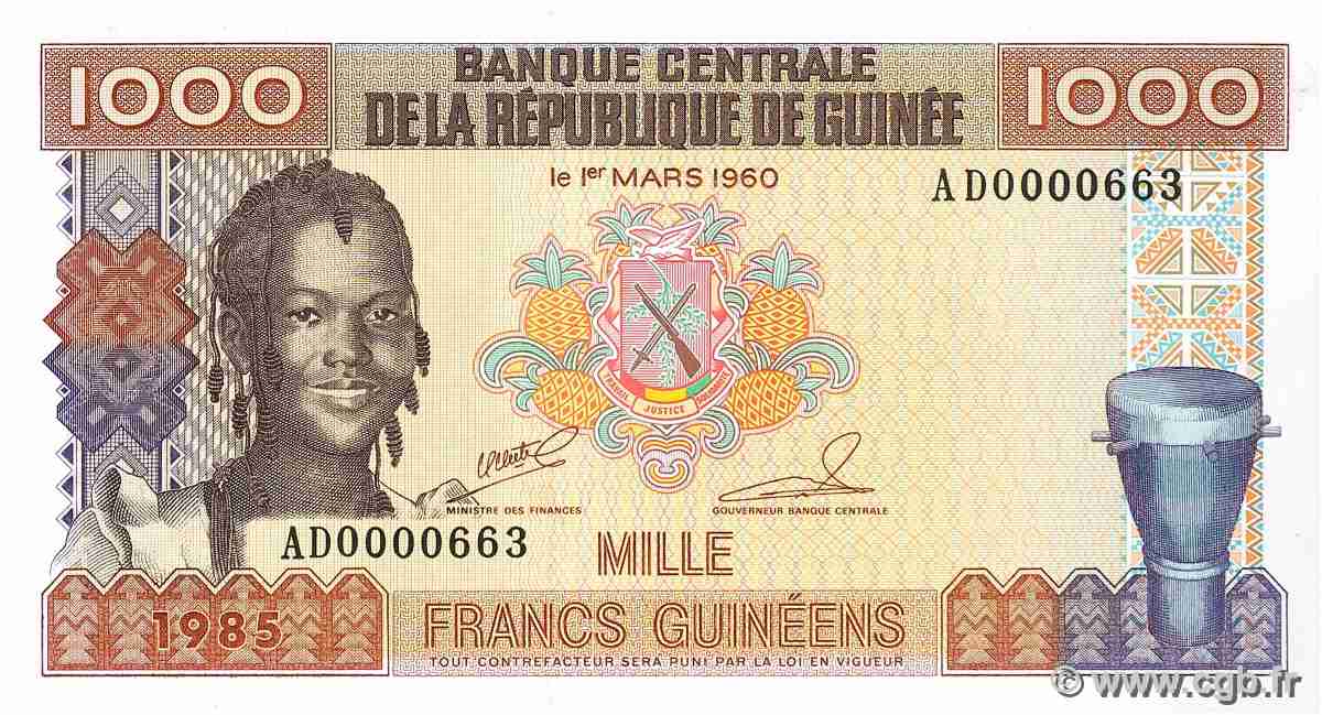 1000 Francs Guinéens GUINEA  1985 P.32a fST