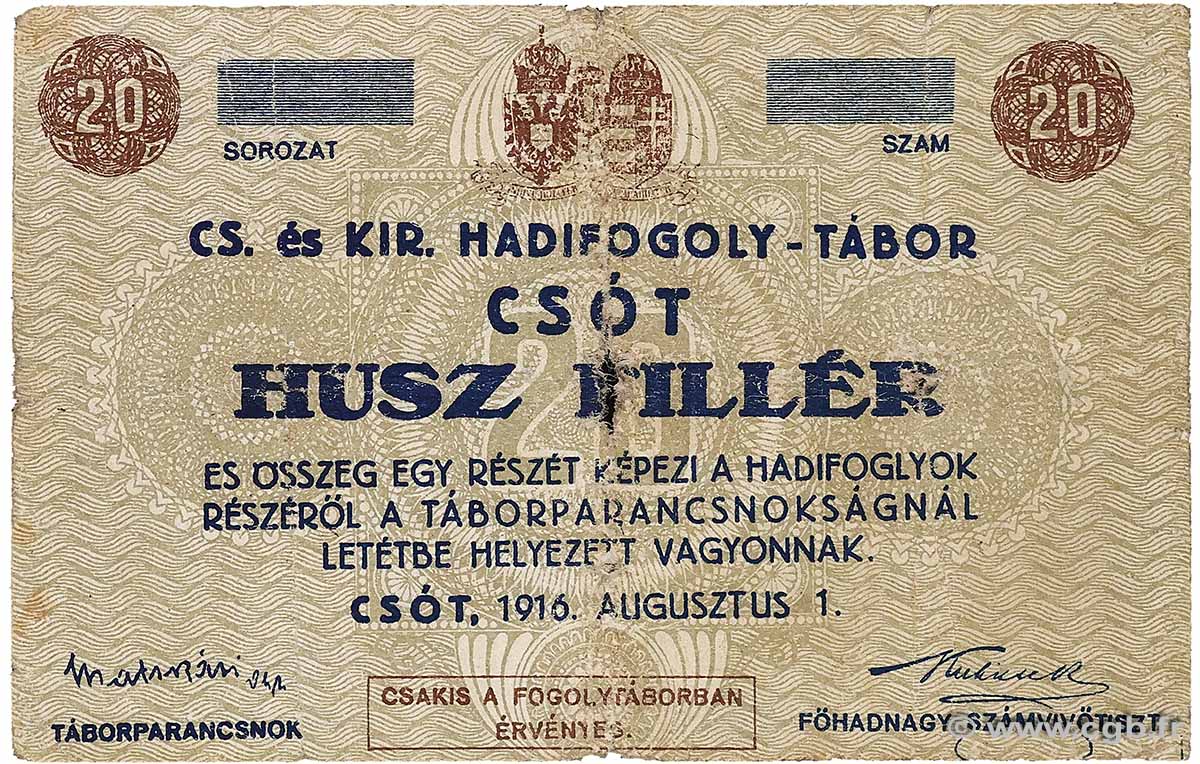 20 Kronen HUNGARY Kenyermezo 1916 P.- VG