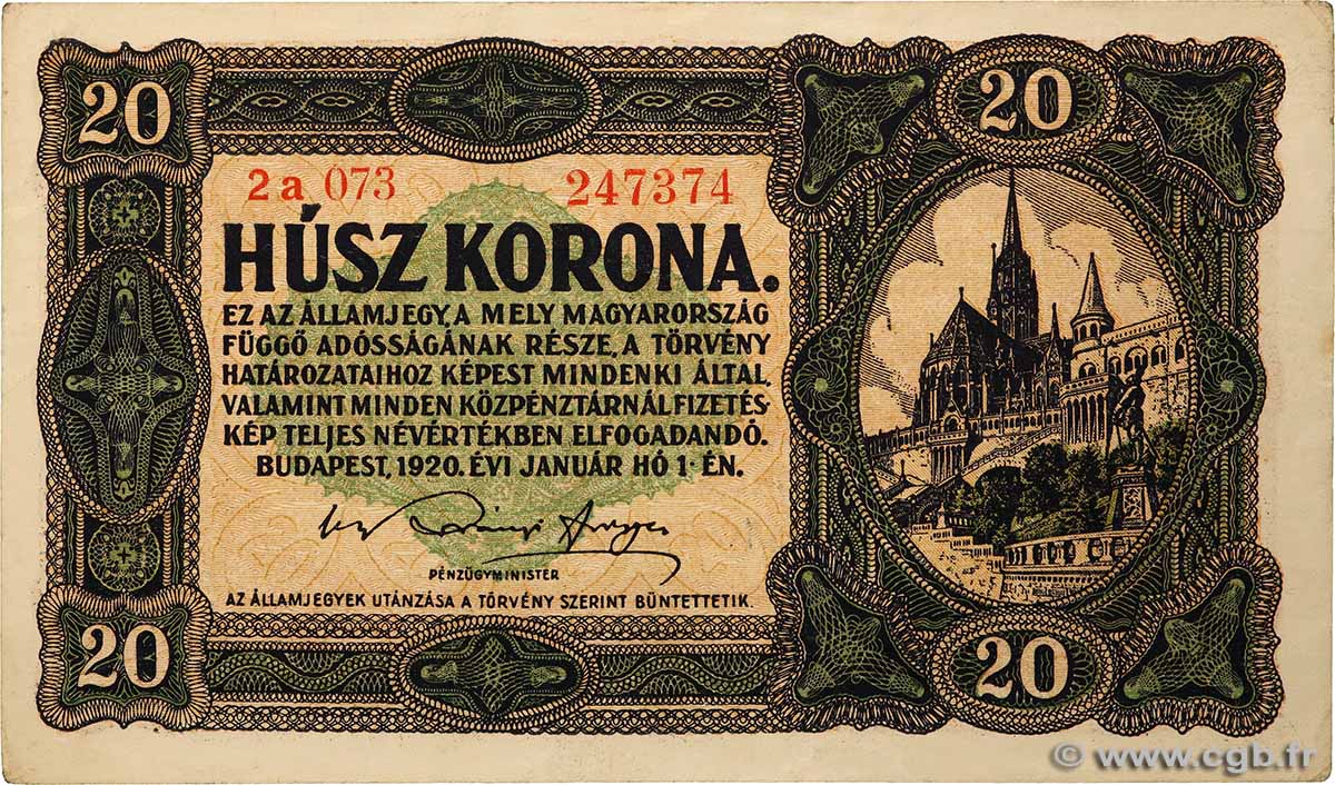 20 Korona HUNGRíA  1920 P.061 EBC