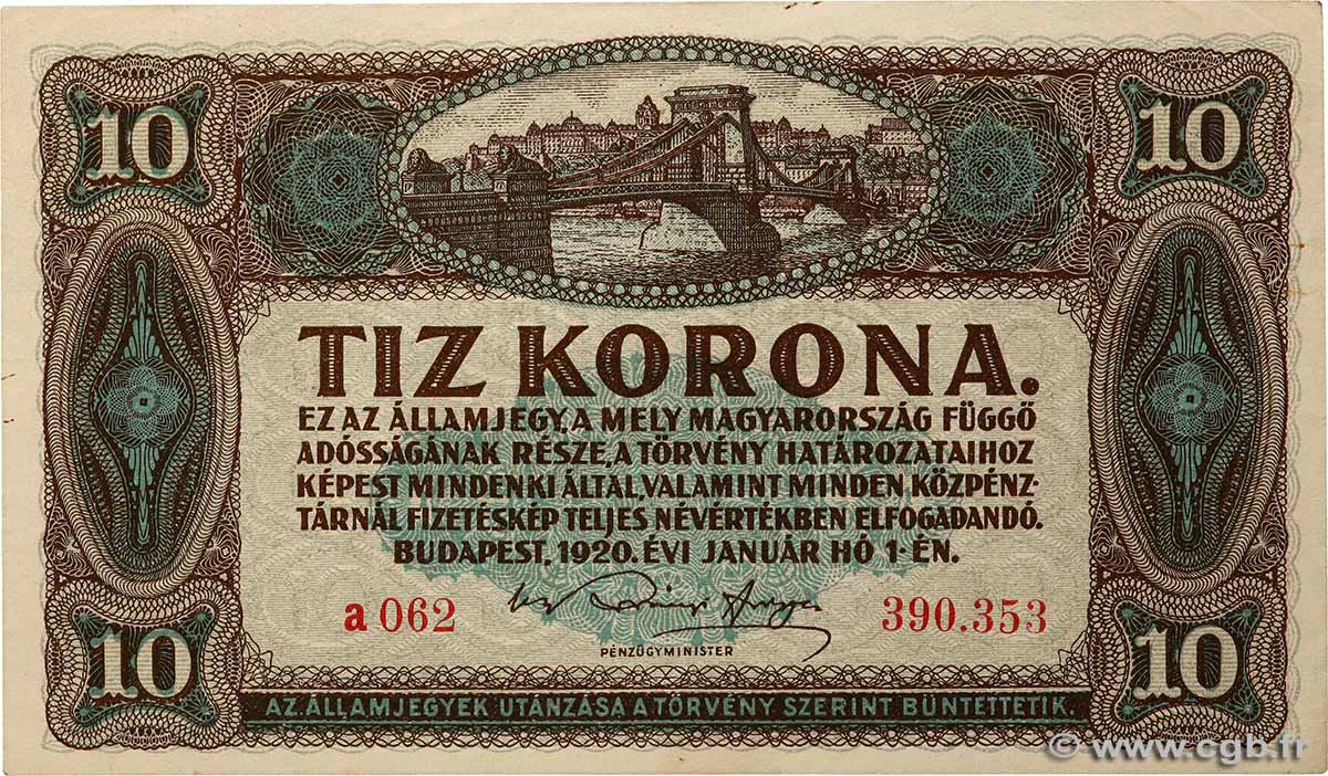 10 Korona HUNGRíA  1920 P.060 SC+