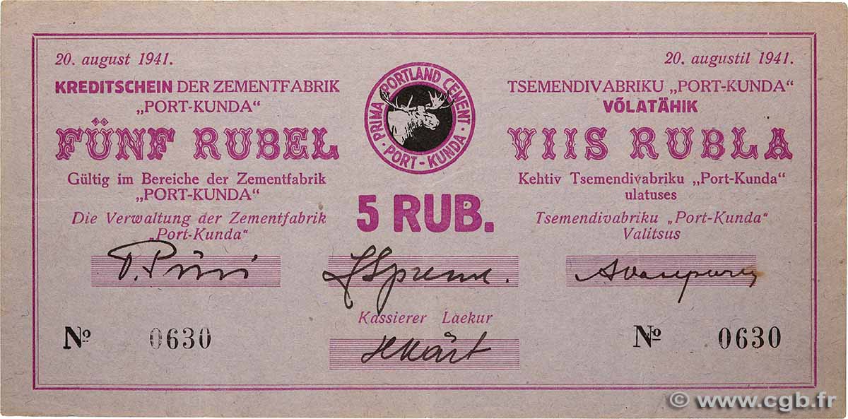 5 Roubles ESTONIA Kunda 1941 WWII.1103b BB