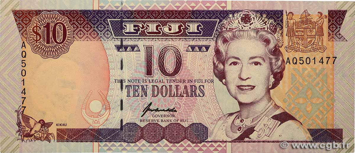 10 Dollars FIJI  1996 P.098b UNC-