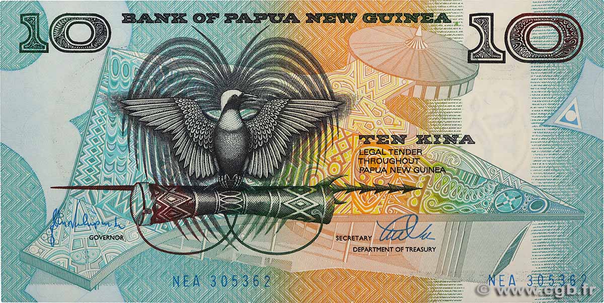 10 Kina PAPúA-NUEVA GUINEA  1989 P.09b SC+