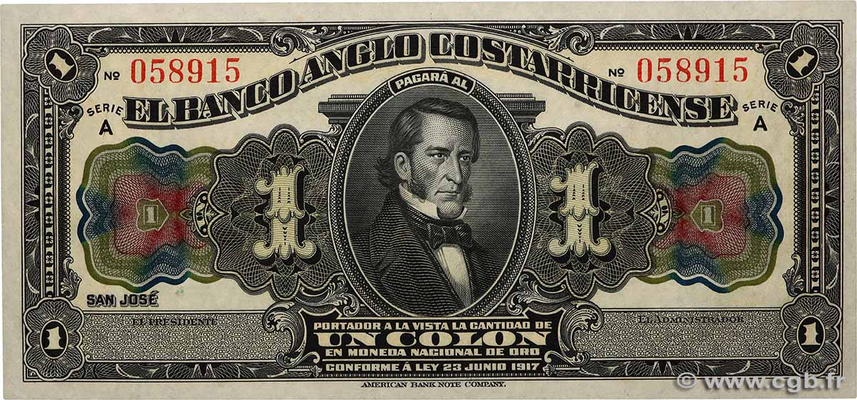 1 Colon Non émis COSTA RICA  1917 PS.121r SC+