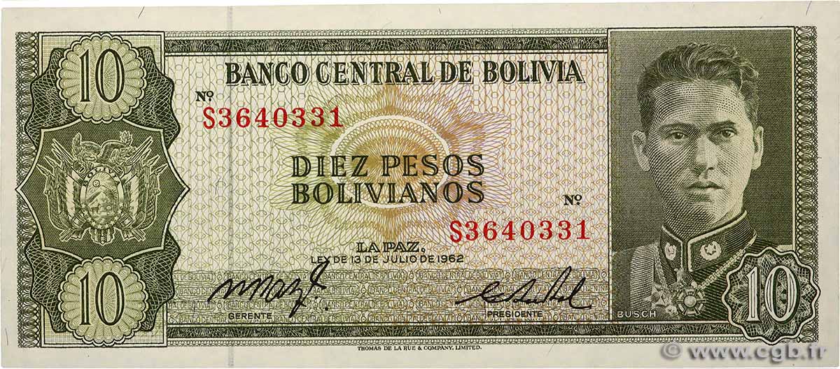 10 Pesos Bolivianos BOLIVIA  1962 P.154a UNC