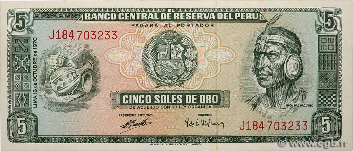 5 Soles de Oro PERU  1970 P.099b UNC-