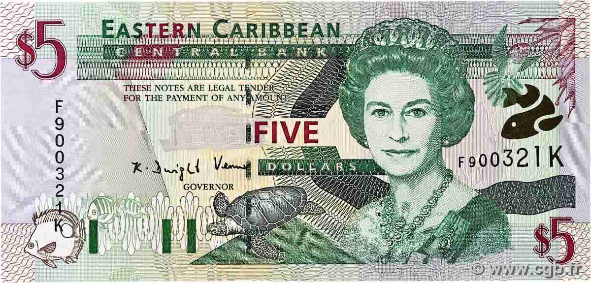 5 Dollars EAST CARIBBEAN STATES  2000 P.37k UNC