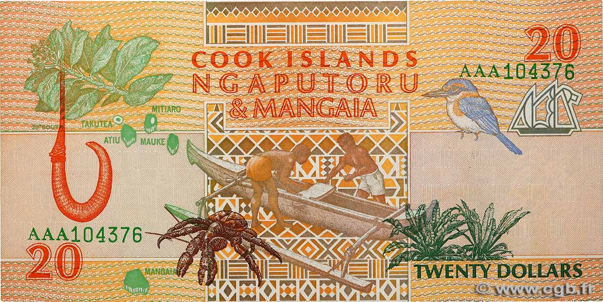 20 Dollars ISLAS COOK  1992 P.09a SC+