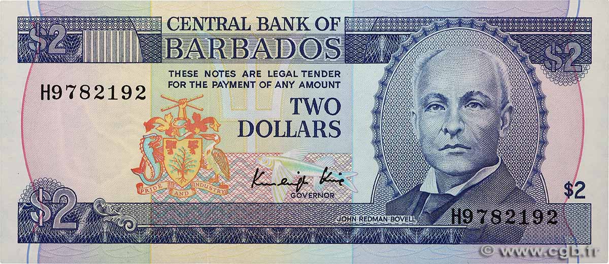 2 Dollars BARBADOS  1986 P.36 UNC