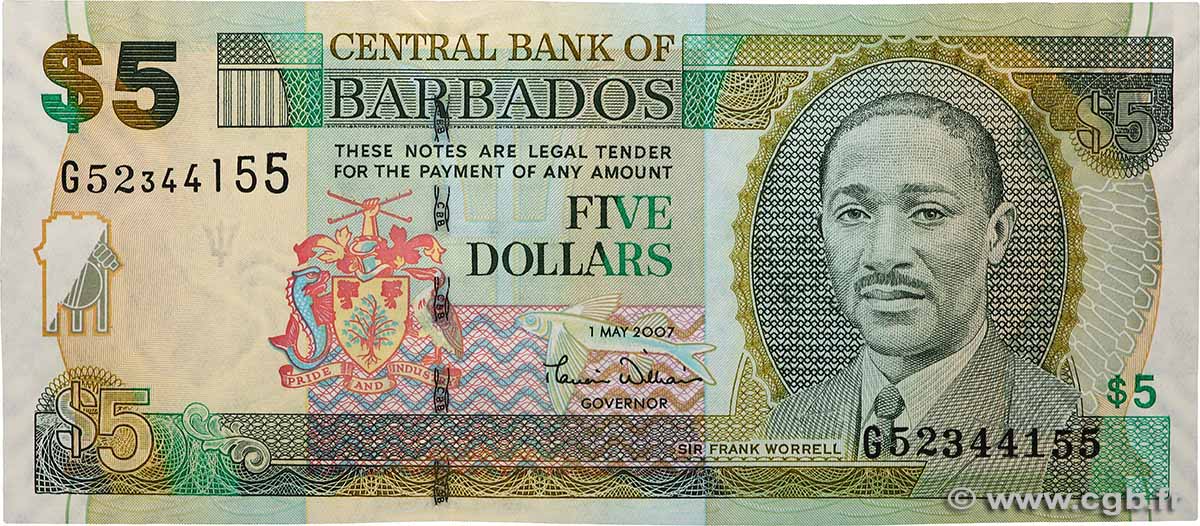 5 Dollars BARBADOS  2000 P.61 UNC-