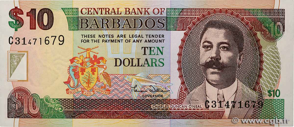 10 Dollars BARBADOS  2000 P.62 q.FDC