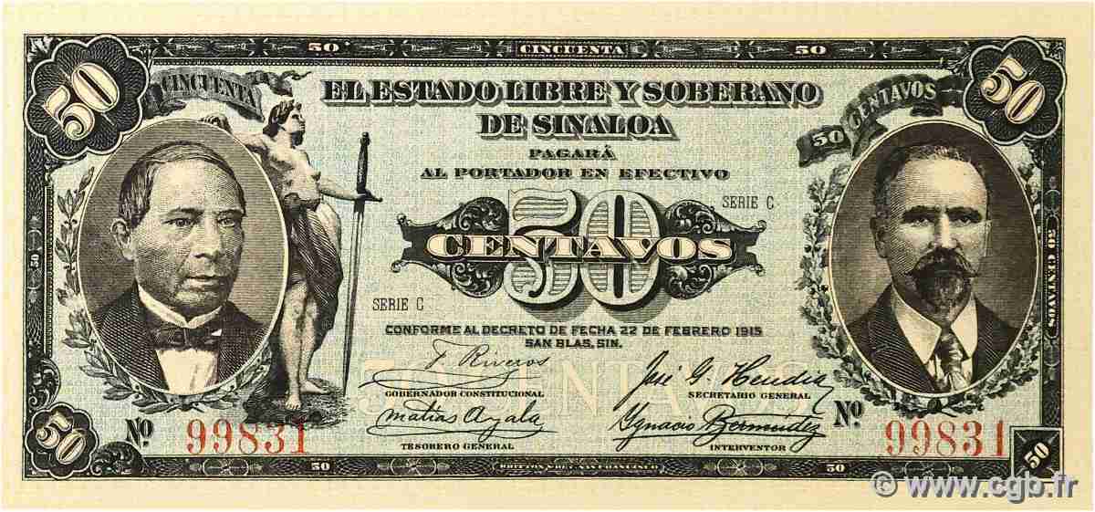50 Centavos MEXICO San Blas 1915 PS.1042 FDC