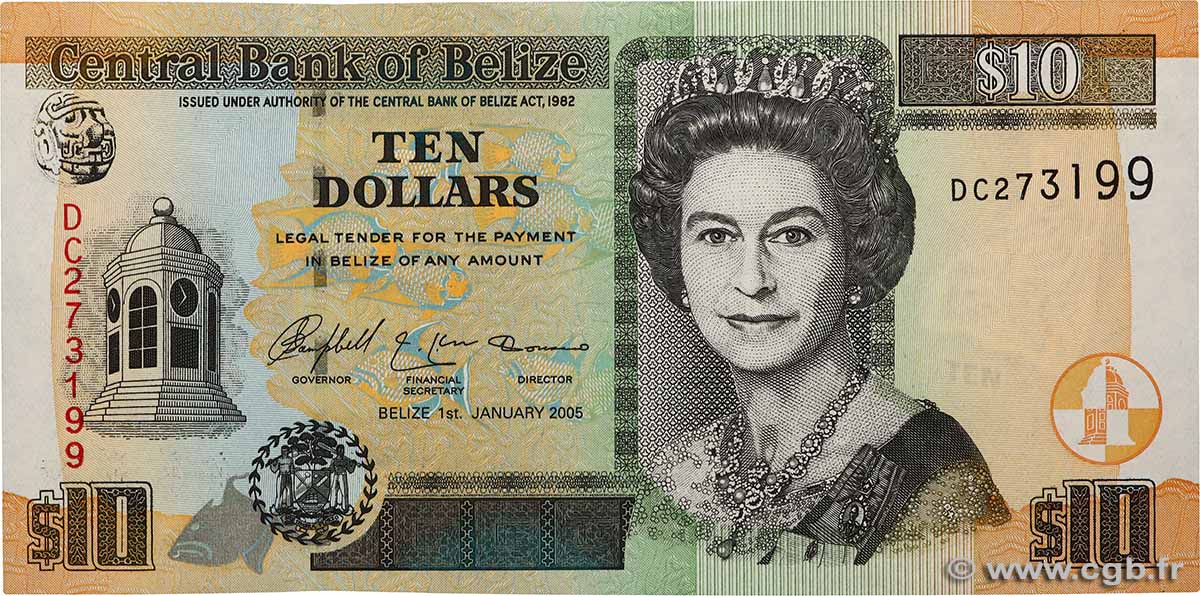 10 Dollars BELIZE  2005 P.68b UNC
