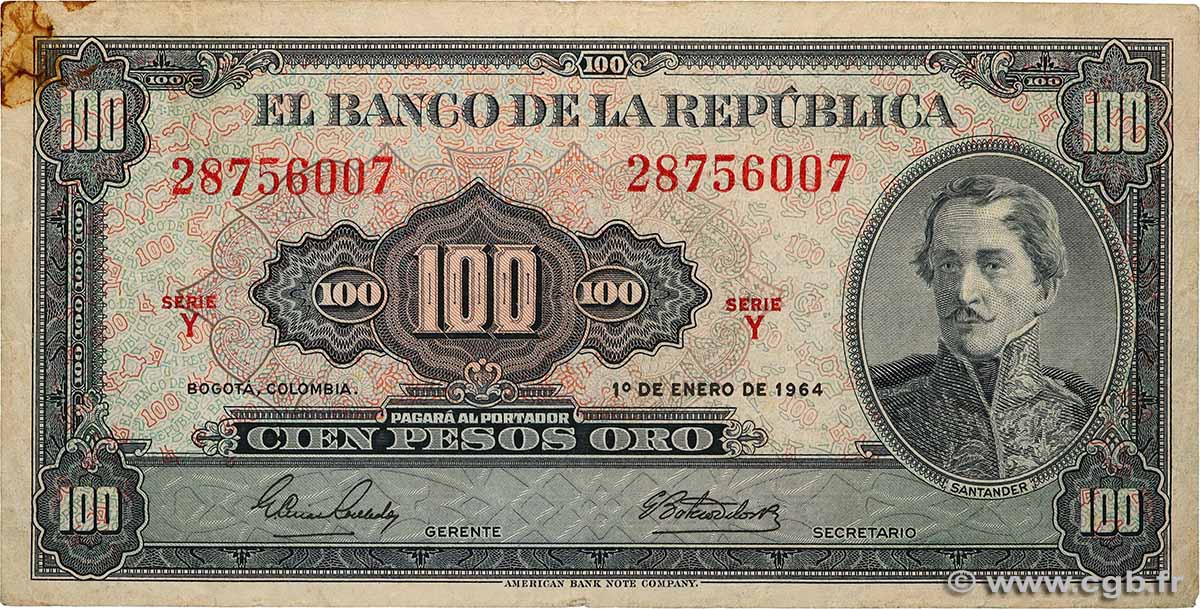 100 Pesos Oro COLOMBIE  1964 P.403b TB