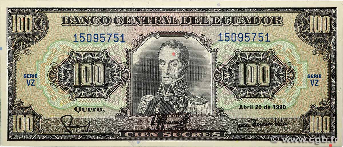 100 Sucres ÉQUATEUR  1990 P.123 NEUF