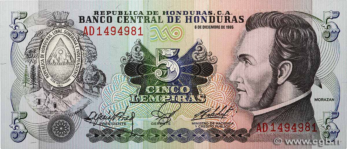 5 Lempiras HONDURAS  1985 P.063b FDC