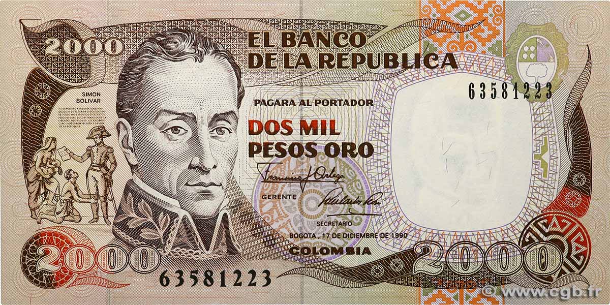 2000 Pesos Oro KOLUMBIEN  1990 P.433c ST