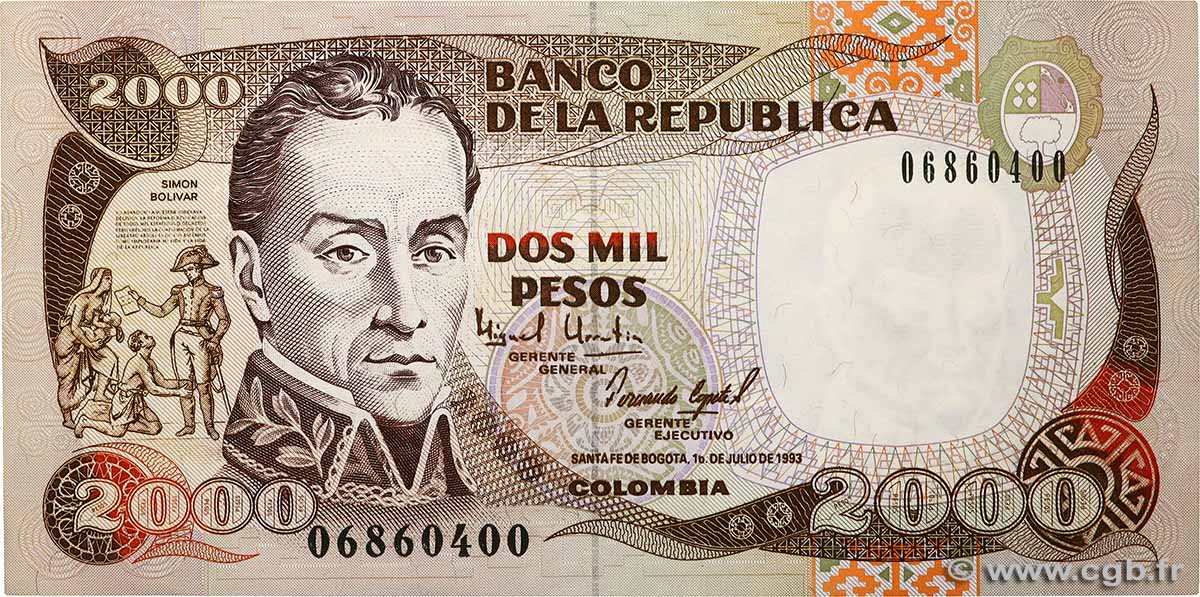 2000 Pesos Oro KOLUMBIEN  1993 P.439a fST+