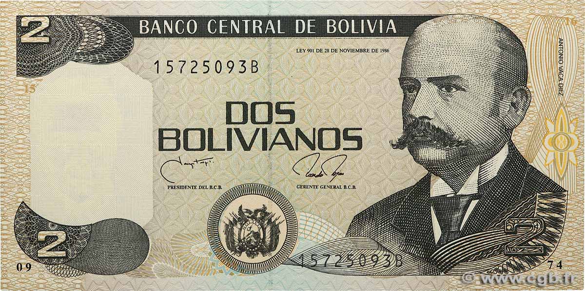 2 Bolivianos BOLIVIA  1987 P.202b q.FDC