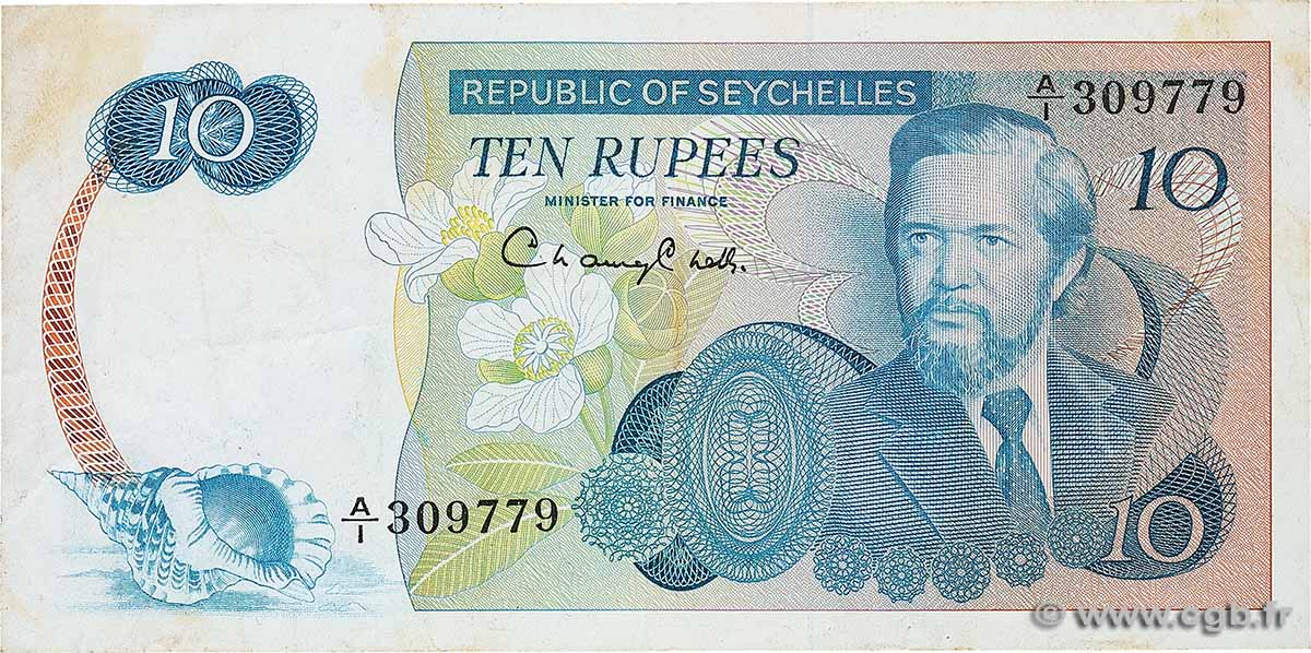 10 Rupees SEYCHELLES  1976 P.19a VF+