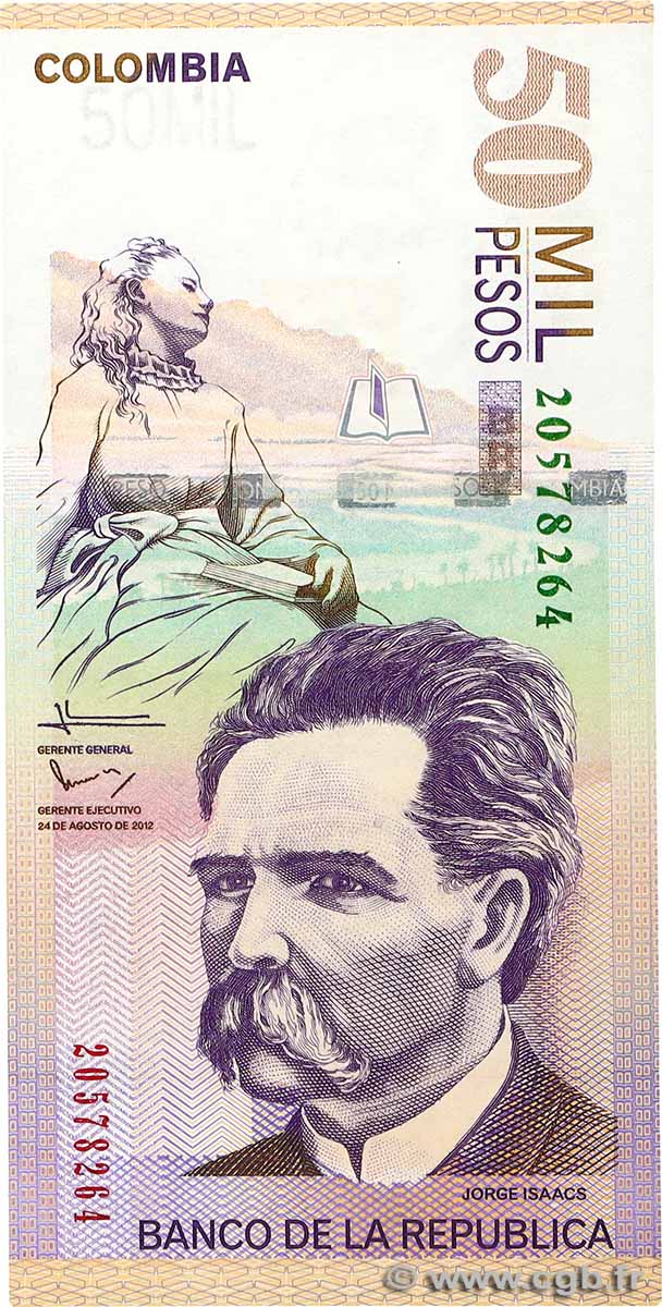 50000 Pesos COLOMBIE  2012 P.455 NEUF
