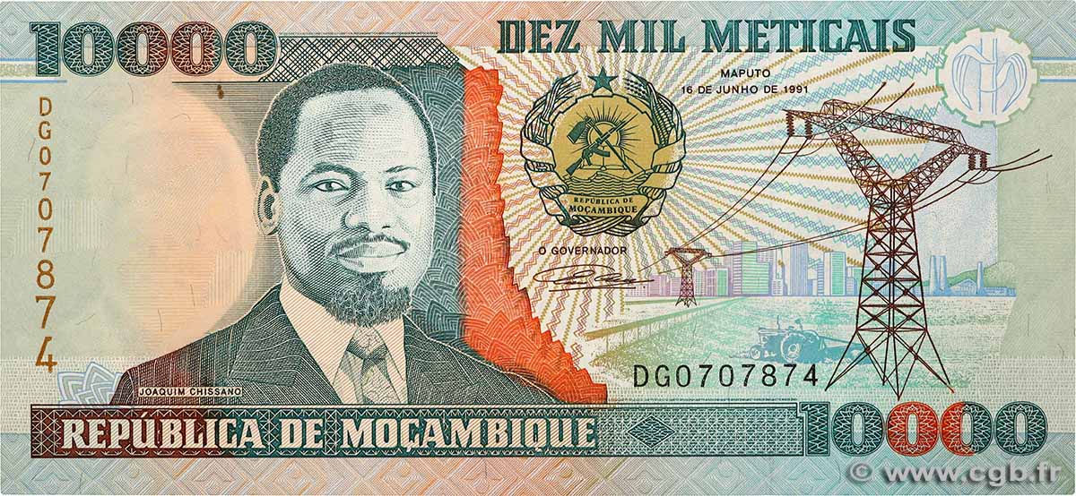 10000 Meticais MOZAMBIQUE  1991 P.137 SPL+