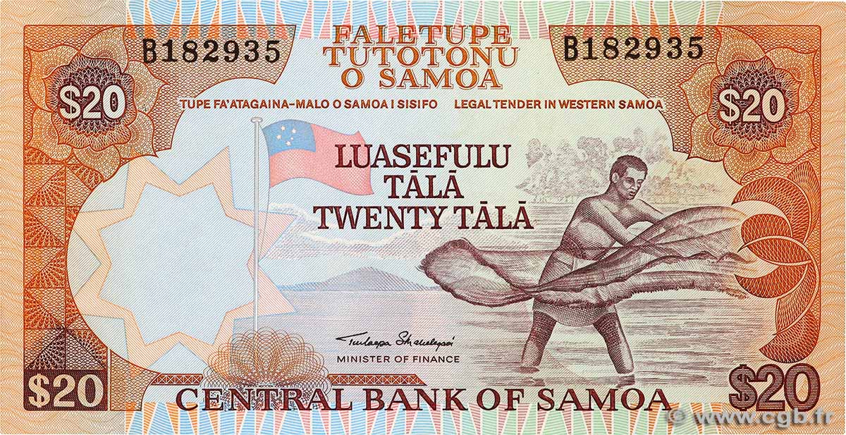 20 Tala SAMOA  1985 P.28 AU+