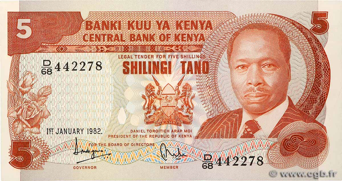 5 Shillings KENYA  1982 P.19b NEUF