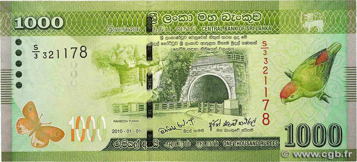 1000 Rupees SRI LANKA  2010 P.127a FDC