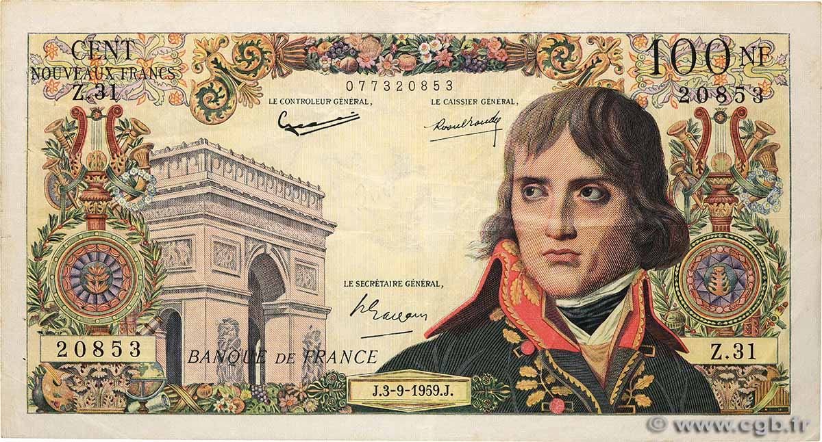 100 Nouveaux Francs BONAPARTE FRANKREICH  1959 F.59.03 fSS