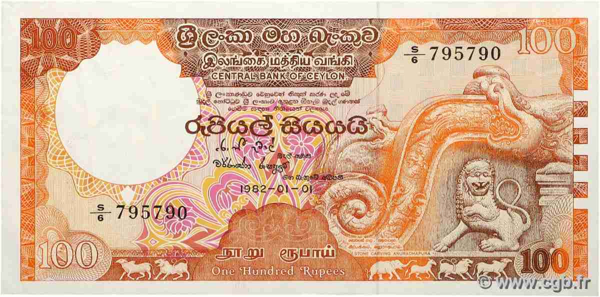 100 Rupees CEYLON  1982 P.095a fVZ