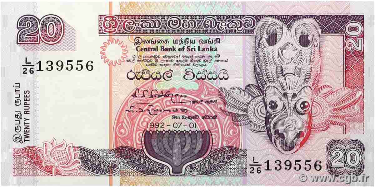 20 Rupees SRI LANKA  1992 P.103b fST+