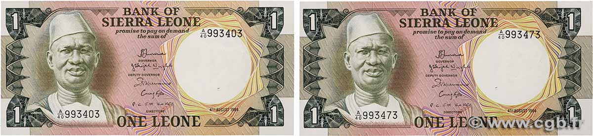 1 Leone Lot SIERRA LEONE  1984 P.05e NEUF