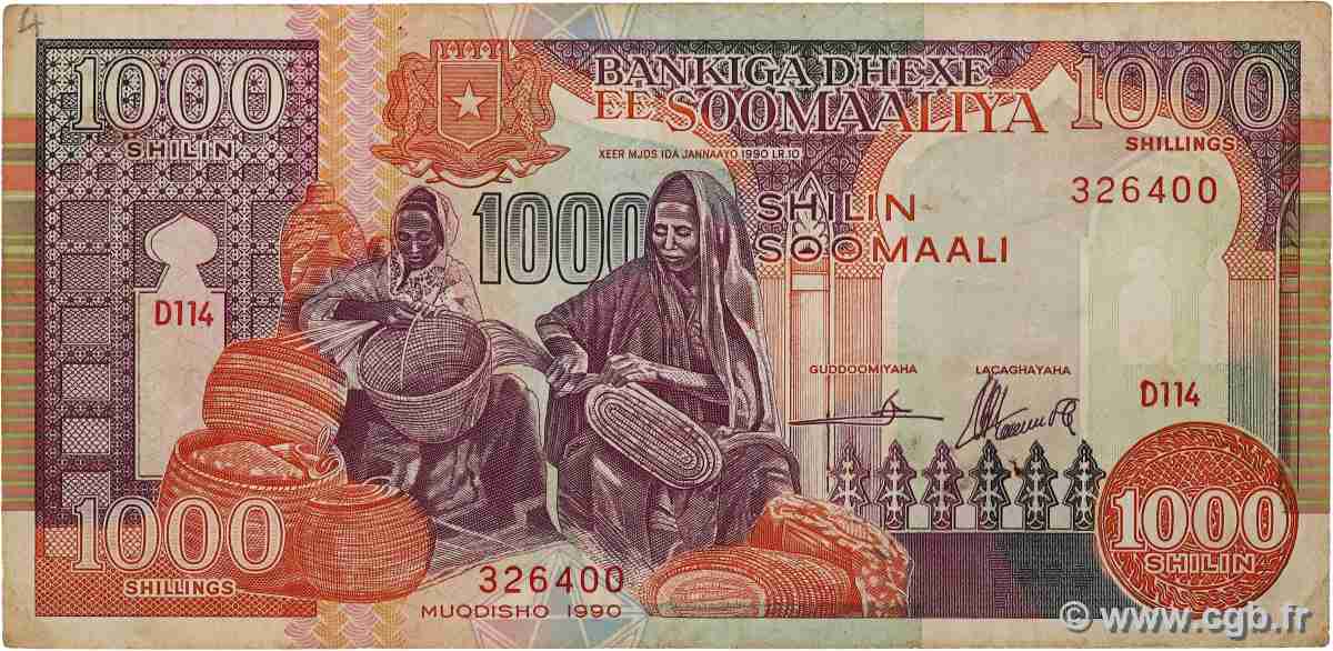 1000 Shilin SOMALIA  1990 P.37a F+