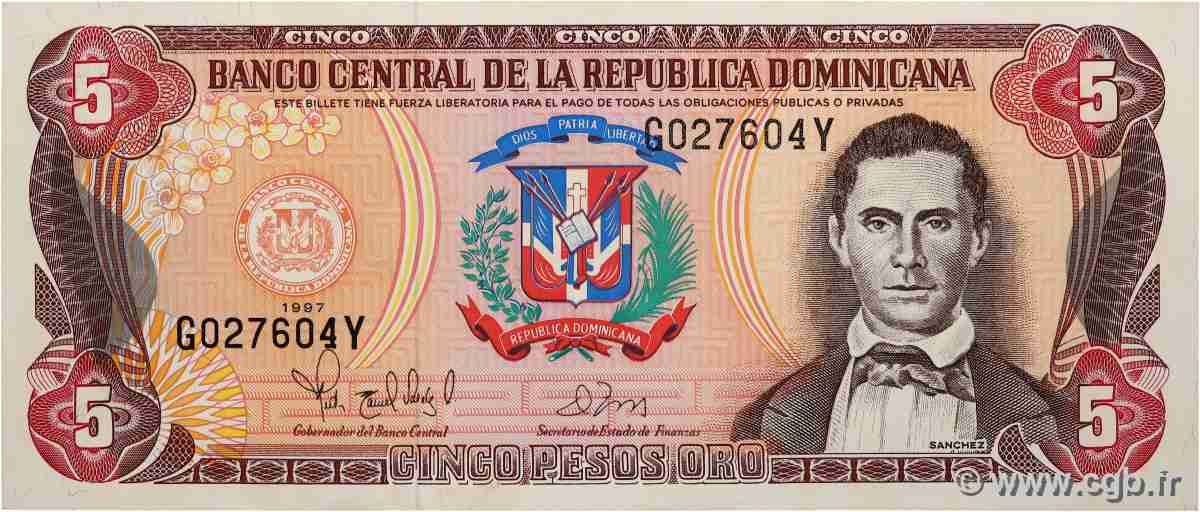 5 Pesos Oro RÉPUBLIQUE DOMINICAINE  1997 P.152b pr.NEUF