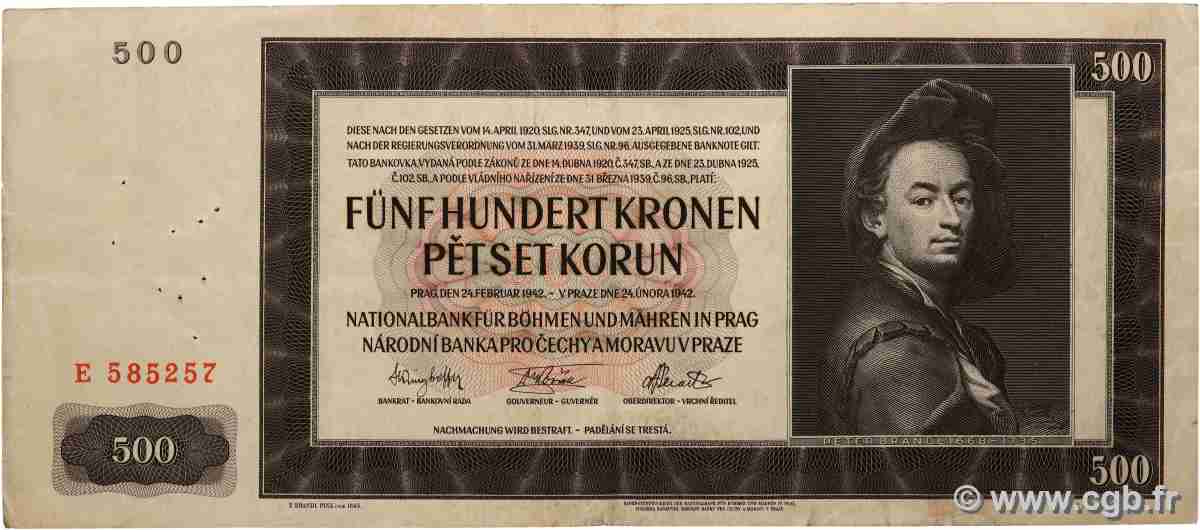 500 Korun BöHMEN UND Mähren  1942 P.12a SS