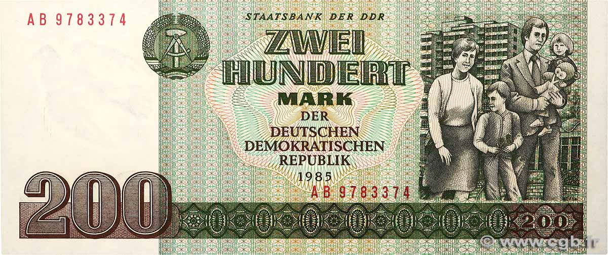 200 Mark ALLEMAGNE RÉPUBLIQUE DÉMOCRATIQUE  1985 P.32 NEUF