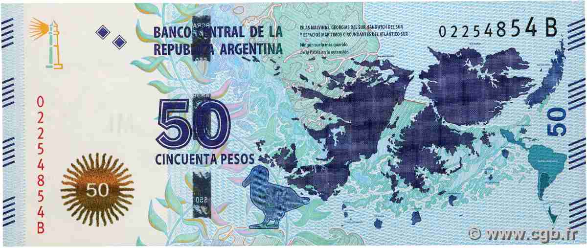 50 Pesos ARGENTINIEN  2015 P.362 VZ